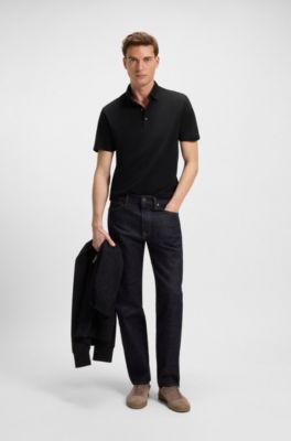 Polo BECKHAM x BOSS en algod&oacute;n y seda, Negro