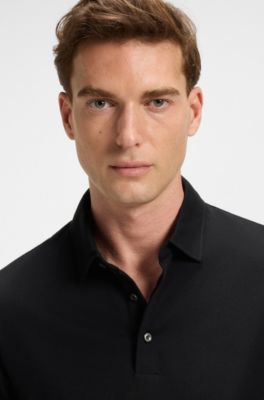 Polo BECKHAM x BOSS en algod&oacute;n y seda, Negro