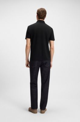 Polo BECKHAM x BOSS en algod&oacute;n y seda, Negro