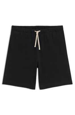 Shorts oversize fit BECKHAM x BOSS en felpa de algod&oacute;n, Negro