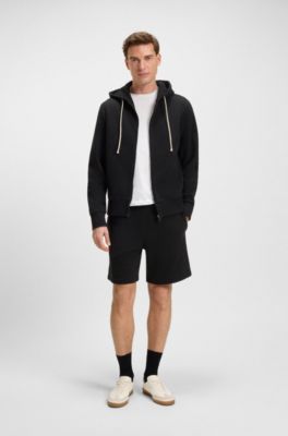 Shorts oversize fit BECKHAM x BOSS en felpa de algod&oacute;n, Negro
