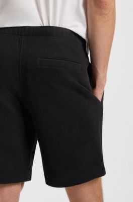 Shorts oversize fit BECKHAM x BOSS en felpa de algod&oacute;n, Negro