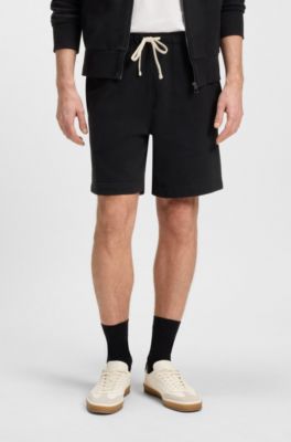 Shorts oversize fit BECKHAM x BOSS en felpa de algod&oacute;n, Negro
