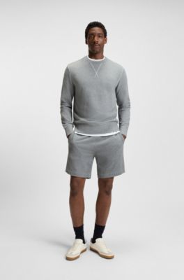 Shorts oversize fit BECKHAM x BOSS en felpa de algod&oacute;n, Plata