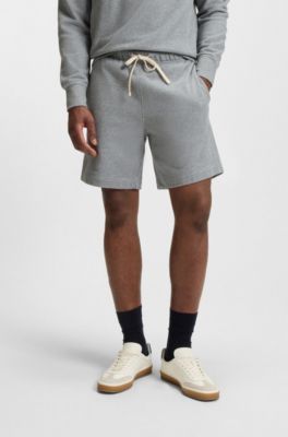 Shorts oversize fit BECKHAM x BOSS en felpa de algod&oacute;n, Plata
