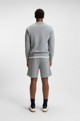 Shorts oversize fit BECKHAM x BOSS en felpa de algod&oacute;n, Plata
