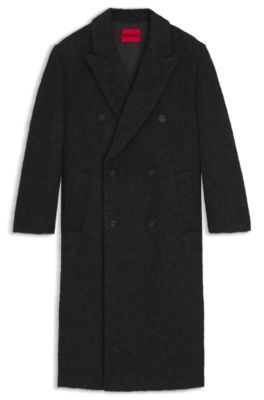 Double-breasted coat in a relaxed fit, Black