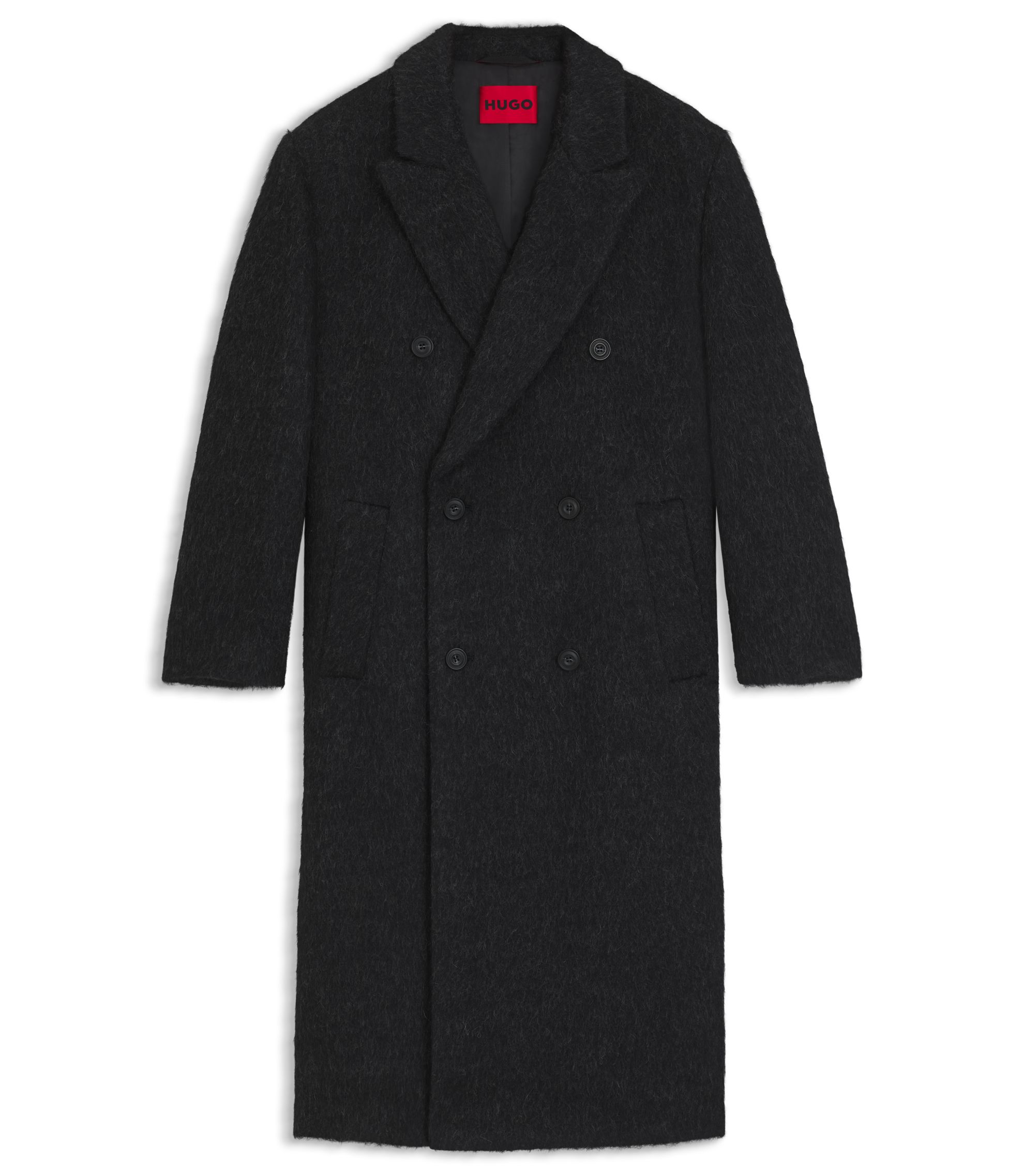 HUGO - Double-breasted coat in a relaxed fit - Black