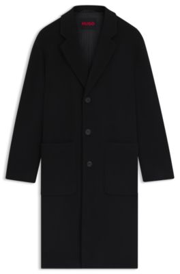 Manteau Regular en laine m&eacute;lang&eacute;e, Noir