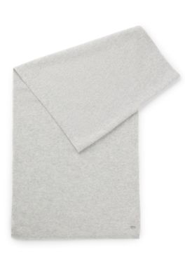 Cashmere scarf with metal logo tube, Light Grey