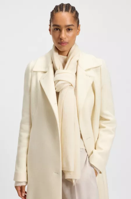 Cashmere scarf with metal logo tube