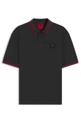 Polo HUGO x RB avec patch logot&eacute; taureau, Marron fonc&eacute;