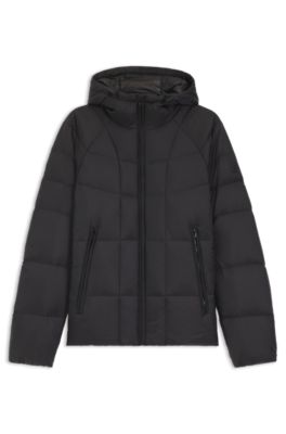 Chaqueta acolchada repelente al agua de tafet&aacute;n ligero, Negro