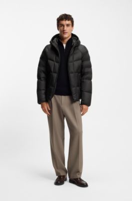 Chaqueta acolchada repelente al agua de tafet&aacute;n ligero, Negro