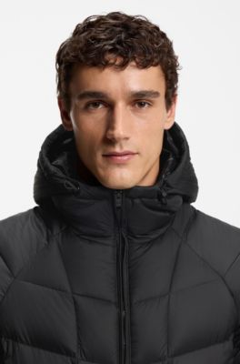 Chaqueta acolchada repelente al agua de tafet&aacute;n ligero, Negro