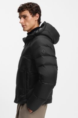 Chaqueta acolchada repelente al agua de tafet&aacute;n ligero, Negro