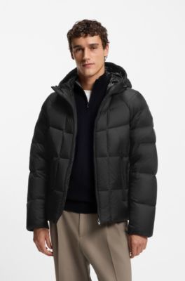 Chaqueta acolchada repelente al agua de tafet&aacute;n ligero, Negro