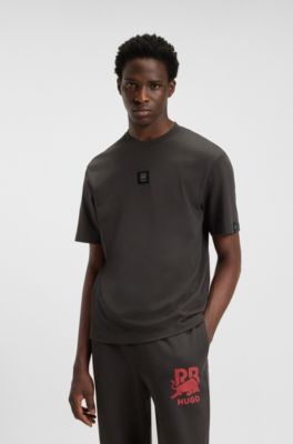 HUGO x RB T-shirt with bull-graphic logo patch, Dark Brown
