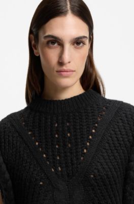 Top relaxed fit sin mangas en hilo italiano estructurado, Negro