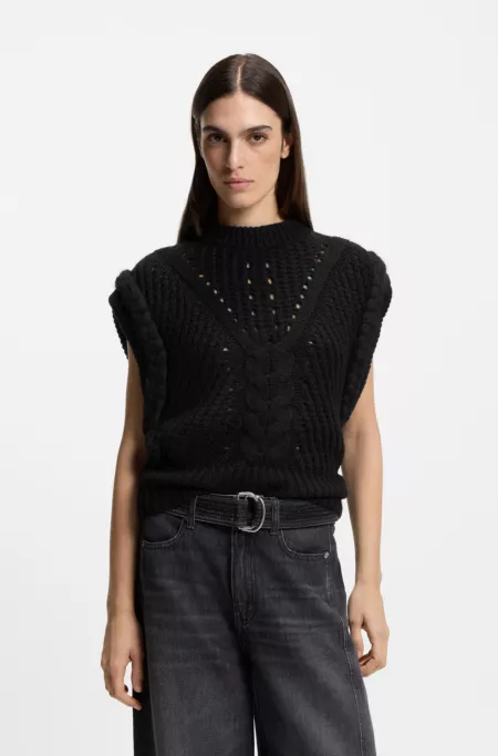 Italian-yarn sleeveless top with structured knit