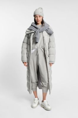 Cashmere beanie hat with metal logo tube, Light Grey