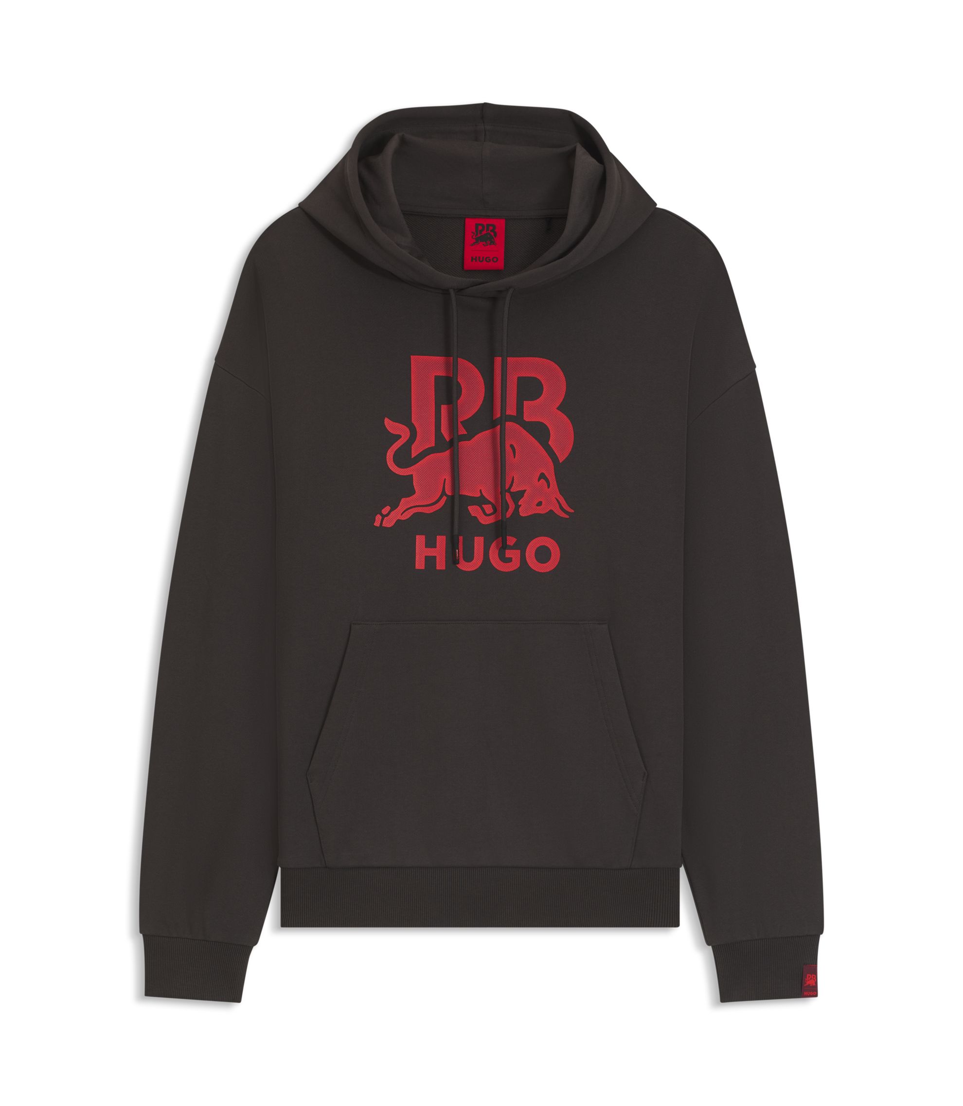 HUGO - HUGO x RB bull-graphic hoodie in cotton terry - Dark Brown