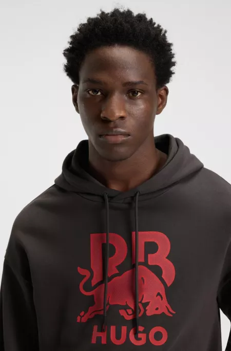HUGO x RB bull-graphic hoodie in cotton terry