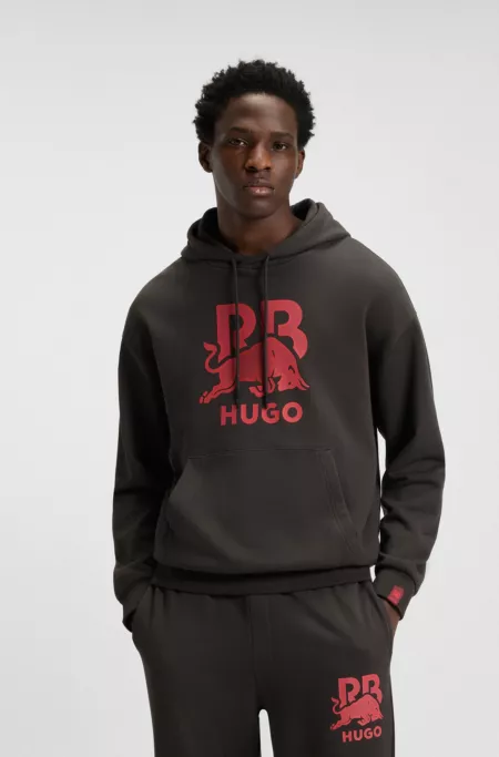 HUGO x RB bull-graphic hoodie in cotton terry