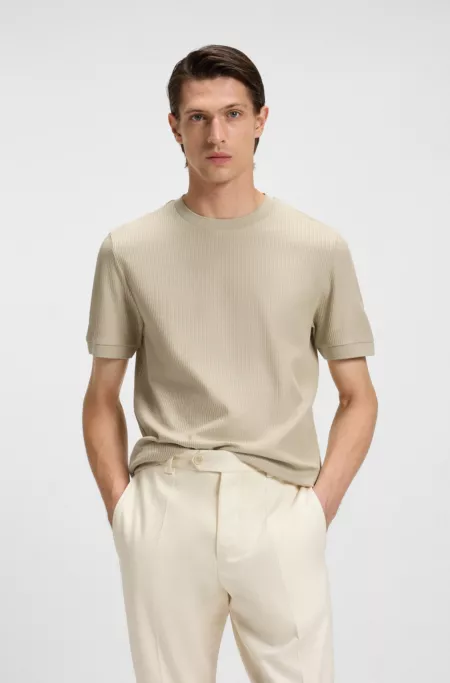 Regular-fit T-shirt in structured cotton