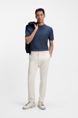 Regular-fit T-shirt in structured cotton, Light Blue