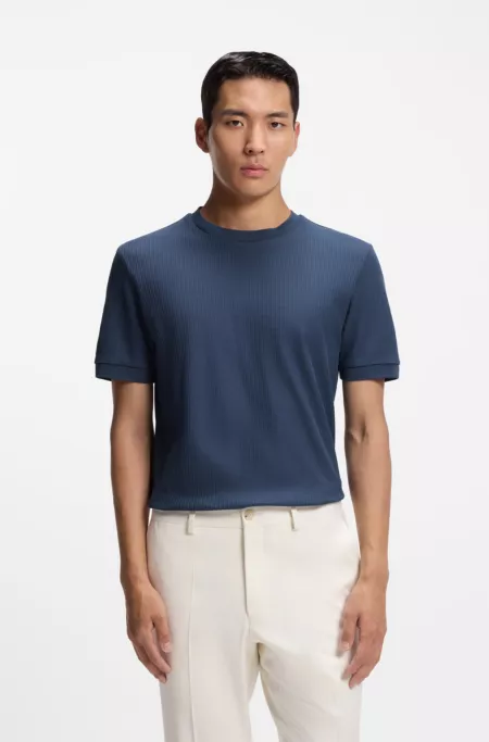 Regular-fit T-shirt in structured cotton