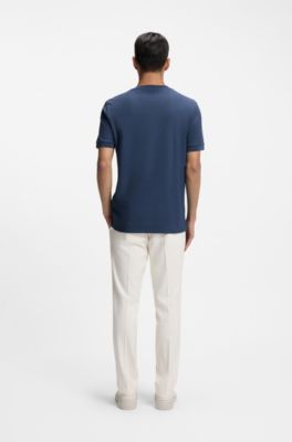 Regular-fit T-shirt in structured cotton, Light Blue
