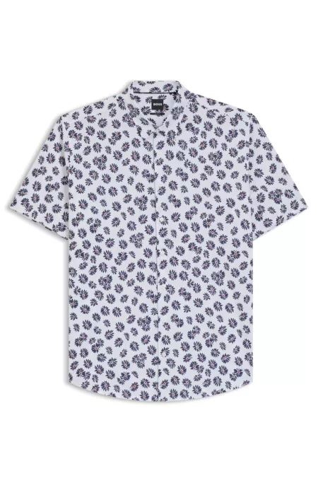 Slim-fit shirt in floral-print cotton
