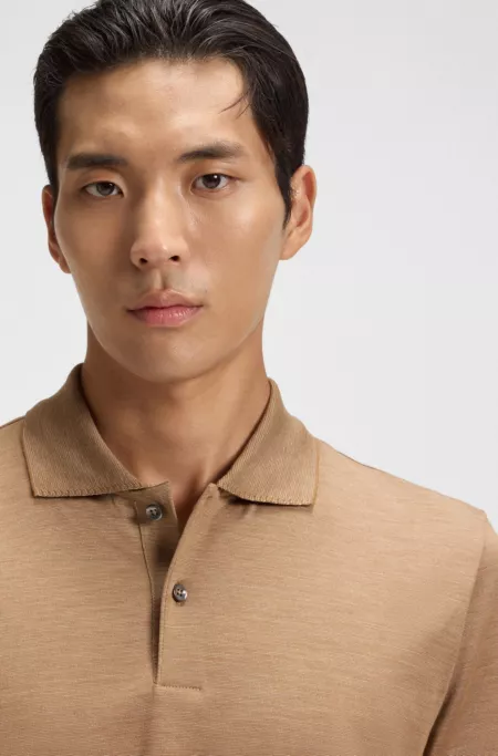 Collar-tipping polo shirt in cotton and silk
