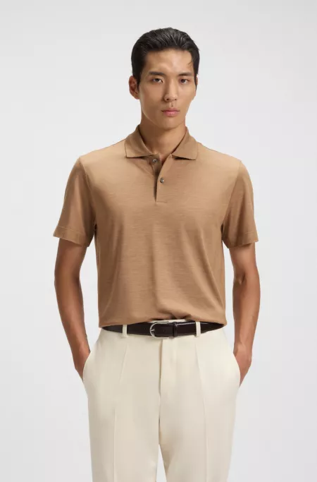 Collar-tipping polo shirt in cotton and silk