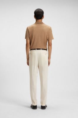 Collar-tipping polo shirt in cotton and silk, Brown