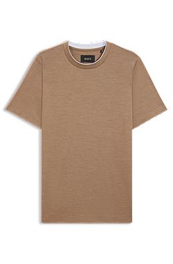 Camiseta de algodón y seda con cuello doble