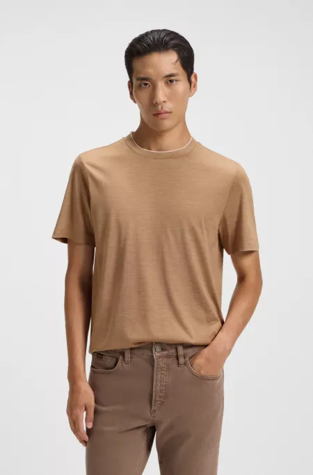 Double-collar T-shirt in cotton and silk