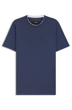 Camiseta de algodón y seda con cuello doble