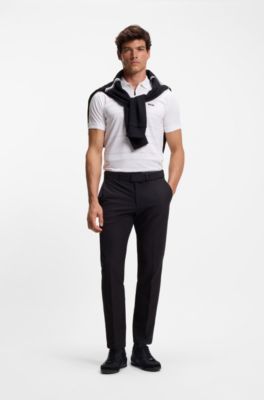 Polo slim fit de algod&oacute;n con motivo estampado, Blanco