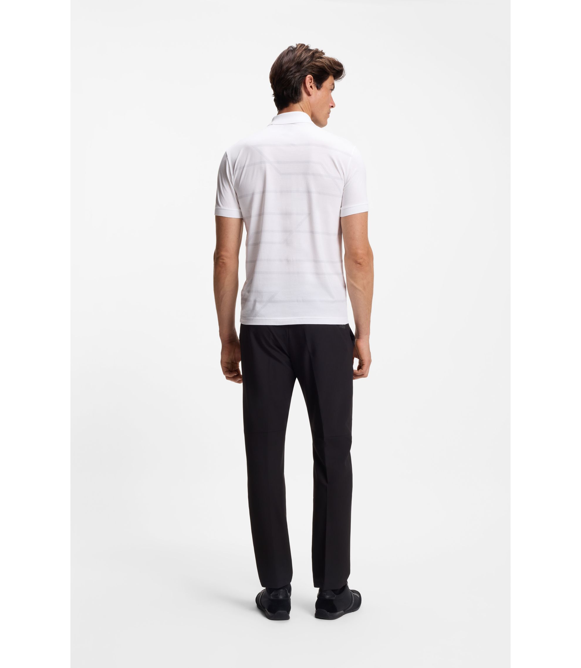 BOSS - Printed-pattern slim-fit polo shirt in cotton jersey