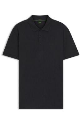 Polo de algod&oacute;n el&aacute;stico con motivo integral estampado, Azul oscuro