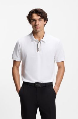 Paddy polo shirt with logo placket, White