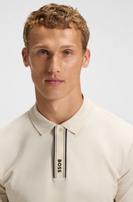 Paddy polo shirt with logo placket, White