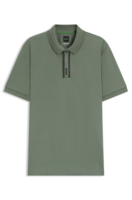 Paddy polo shirt with logo placket, Light Green