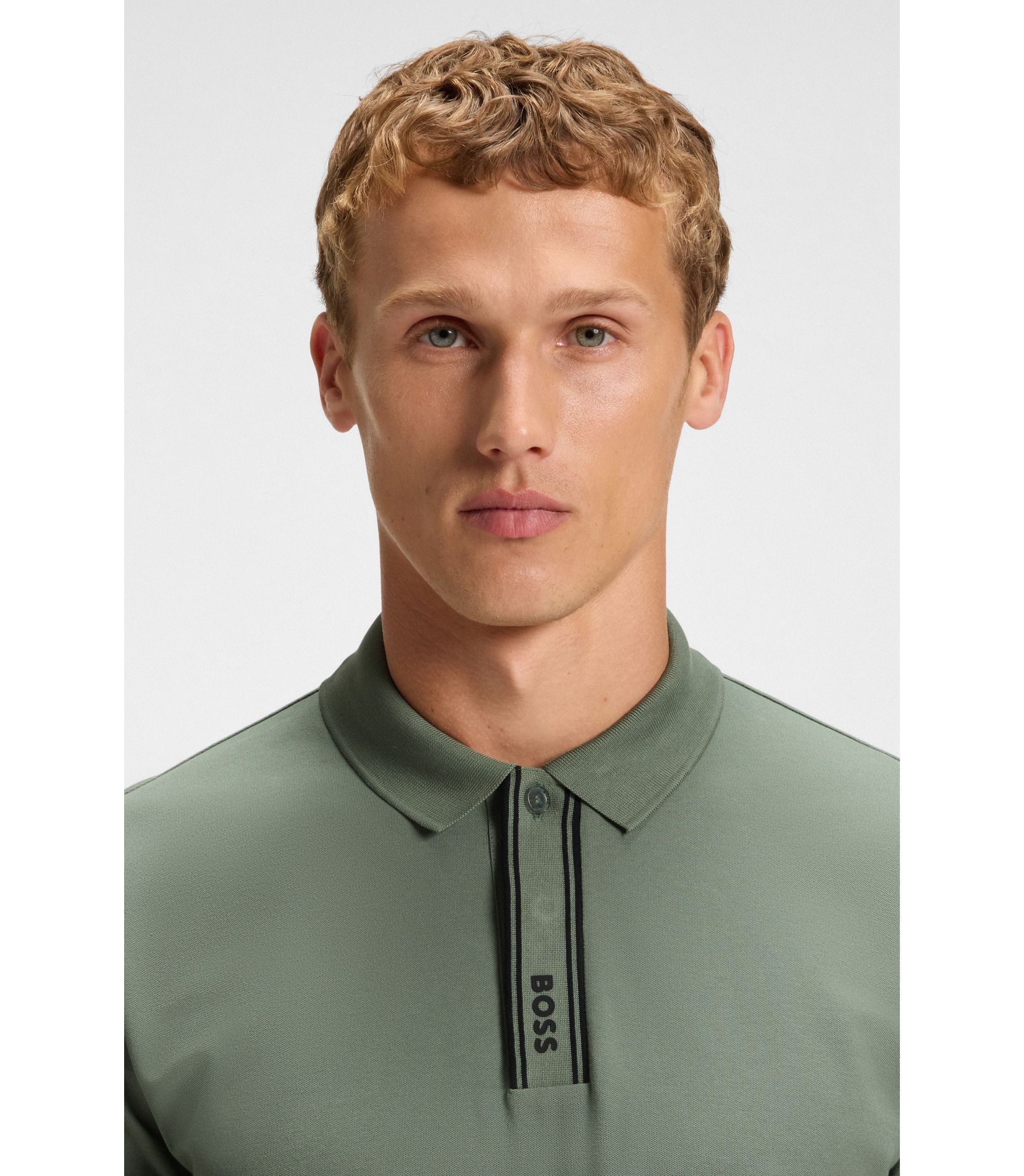 joga XL 新品FCRB 25SS EMBLEM POLO GREEN BOSS - Paddy polo shirt with logo placket - Light Green