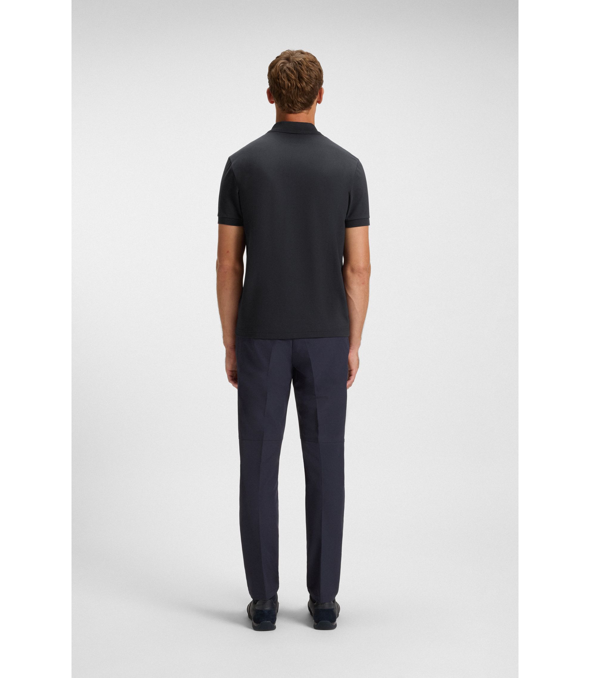 BOSS - Paddy polo shirt with logo placket - Dark Blue