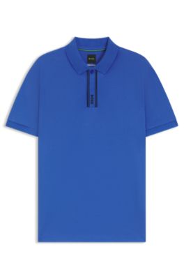 Polo Paddy con tapeta a rayas y logotipo, Azul