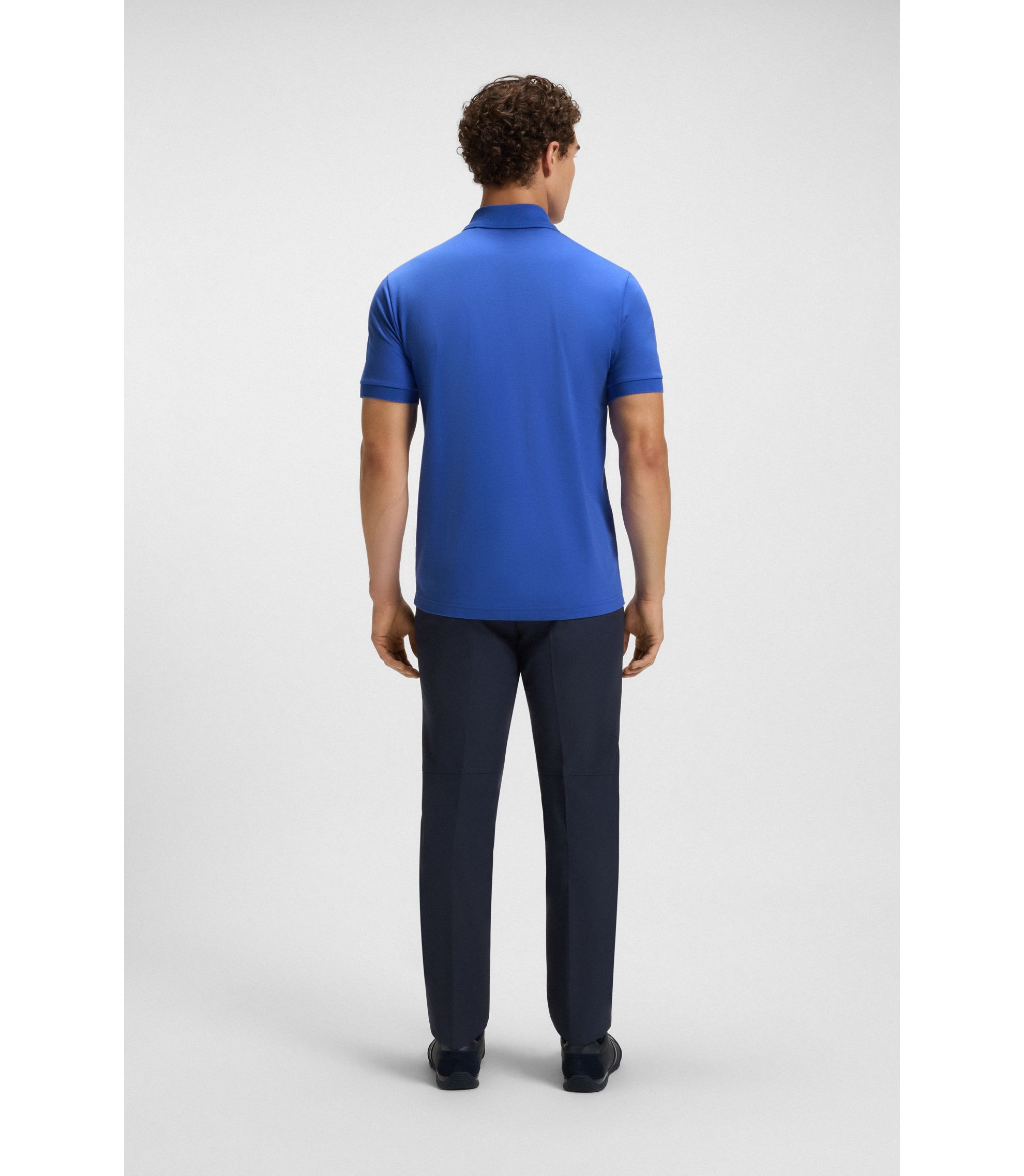 BOSS - Paddy polo shirt with logo placket - Blue