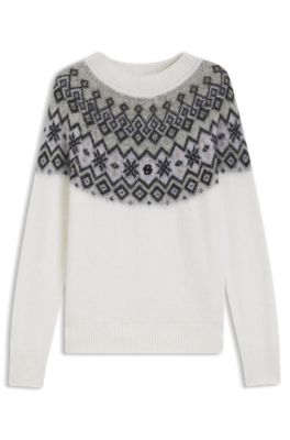 BOSS Ski sweater with jacquard pattern, White